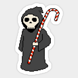 Pixelated Christmas Grim Reaper Sticker